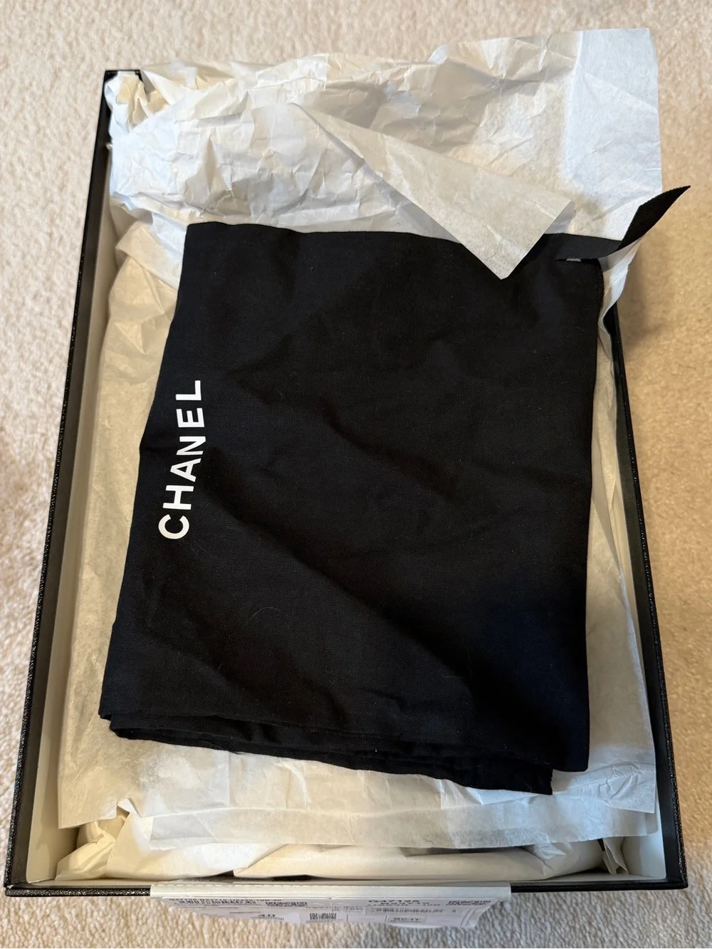 CHANEL White & Black Leather Sneakers